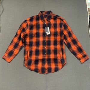 ZITY Speedrun Flannel Shirt Mens Small Orange Plaid Performance Stretch Hiking
